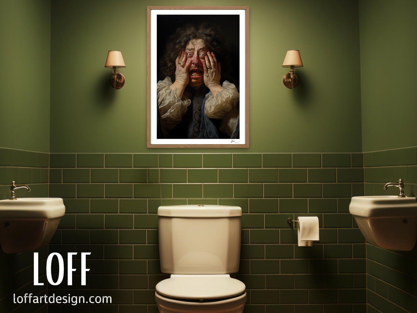 Funny Classical Painting Portrait Prints - Funny Bathroom Wall Art - Vintage Style