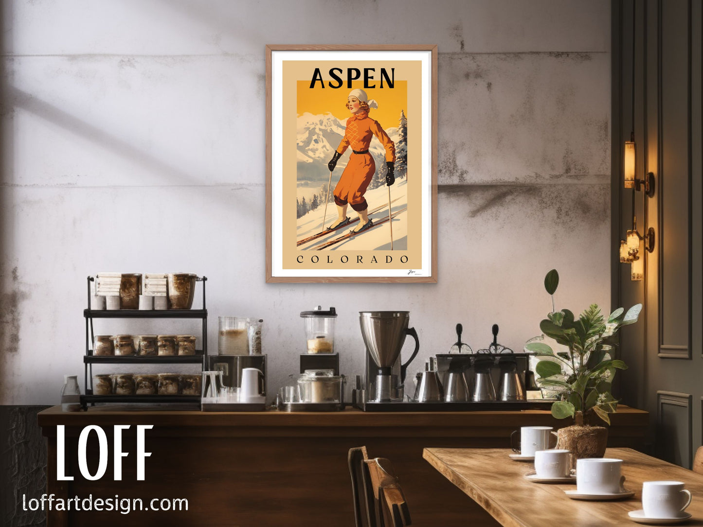 Ski Resort Vintage Illustration,Perfect for Skiing Enthusiasts,Unique Gift for Winter Sports Lovers,Retro Ski Design
