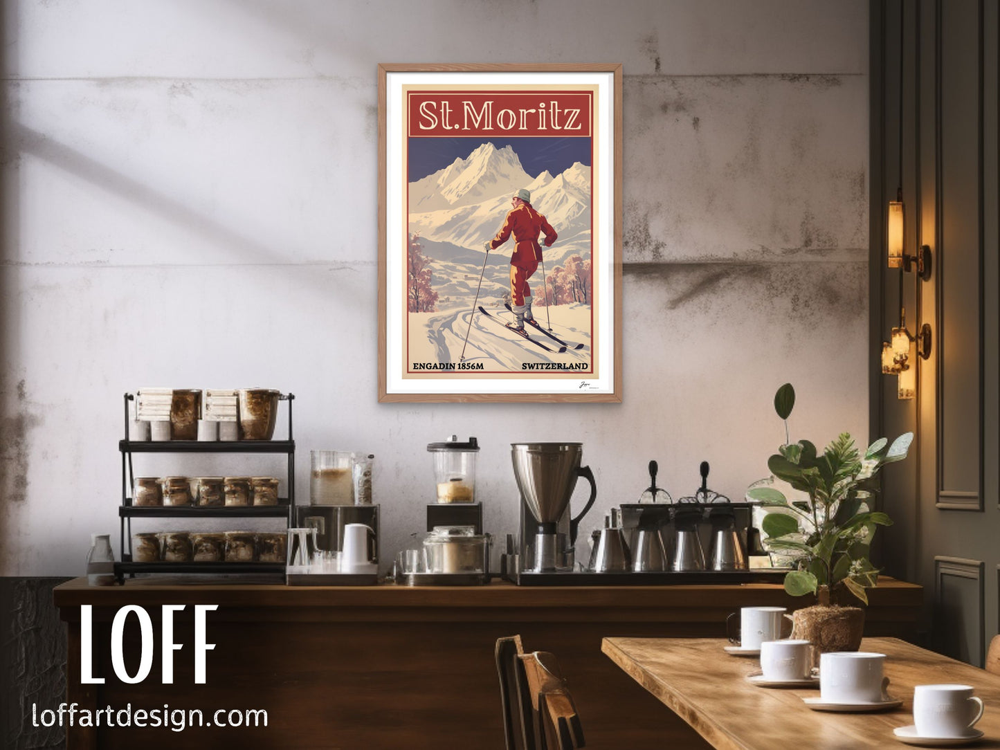 Ski Resort Vintage Illustration,Perfect for Skiing Enthusiasts,Unique Gift for Winter Sports Lovers,Retro Ski Design