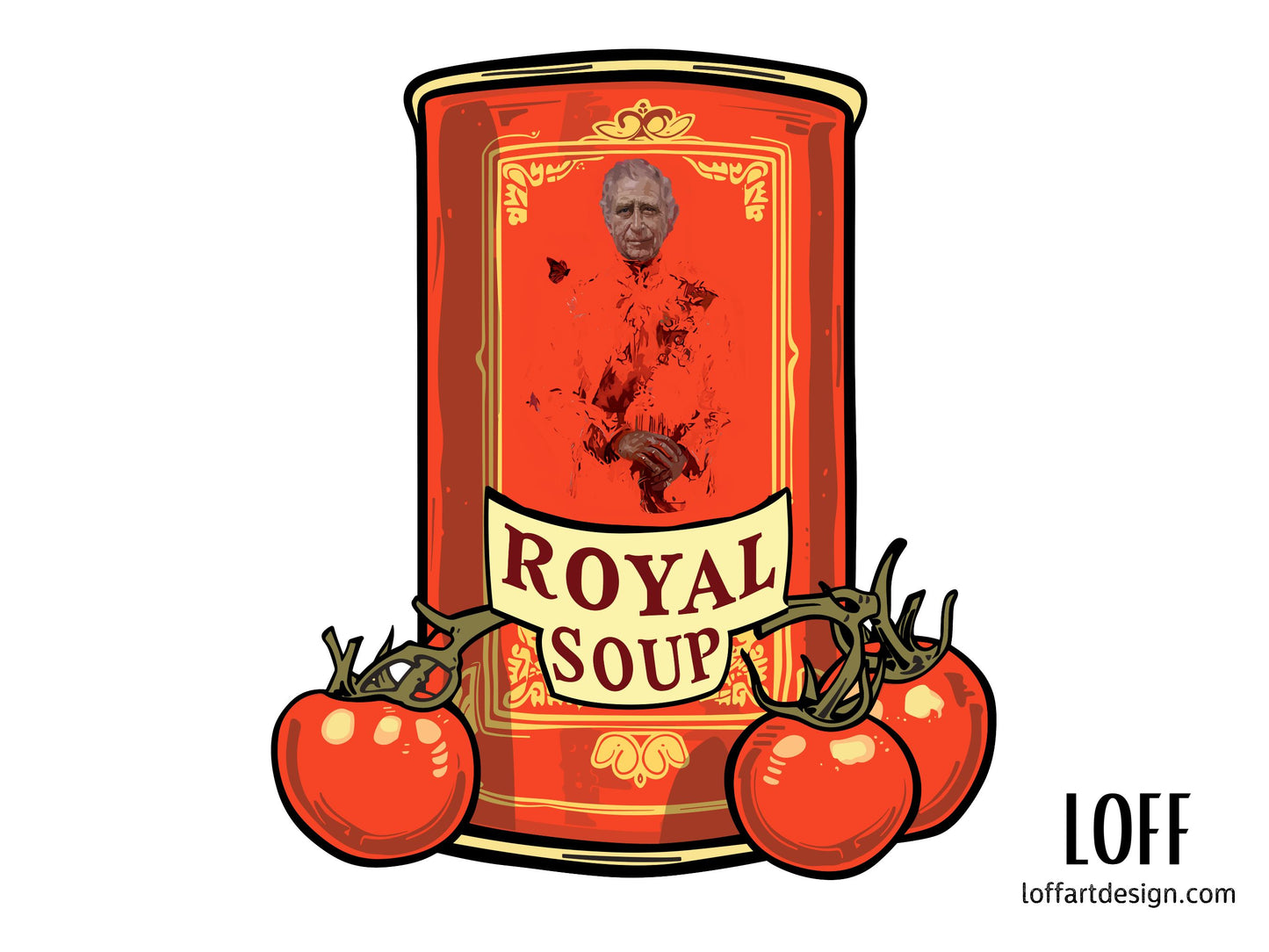 Royal Soup -Unisex t-shirt - King Charles III official Portrait Parody - royal family art