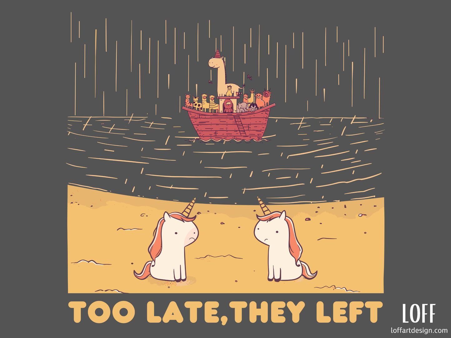 Too Late - Funny Unicorn Illustration - White glossy mug