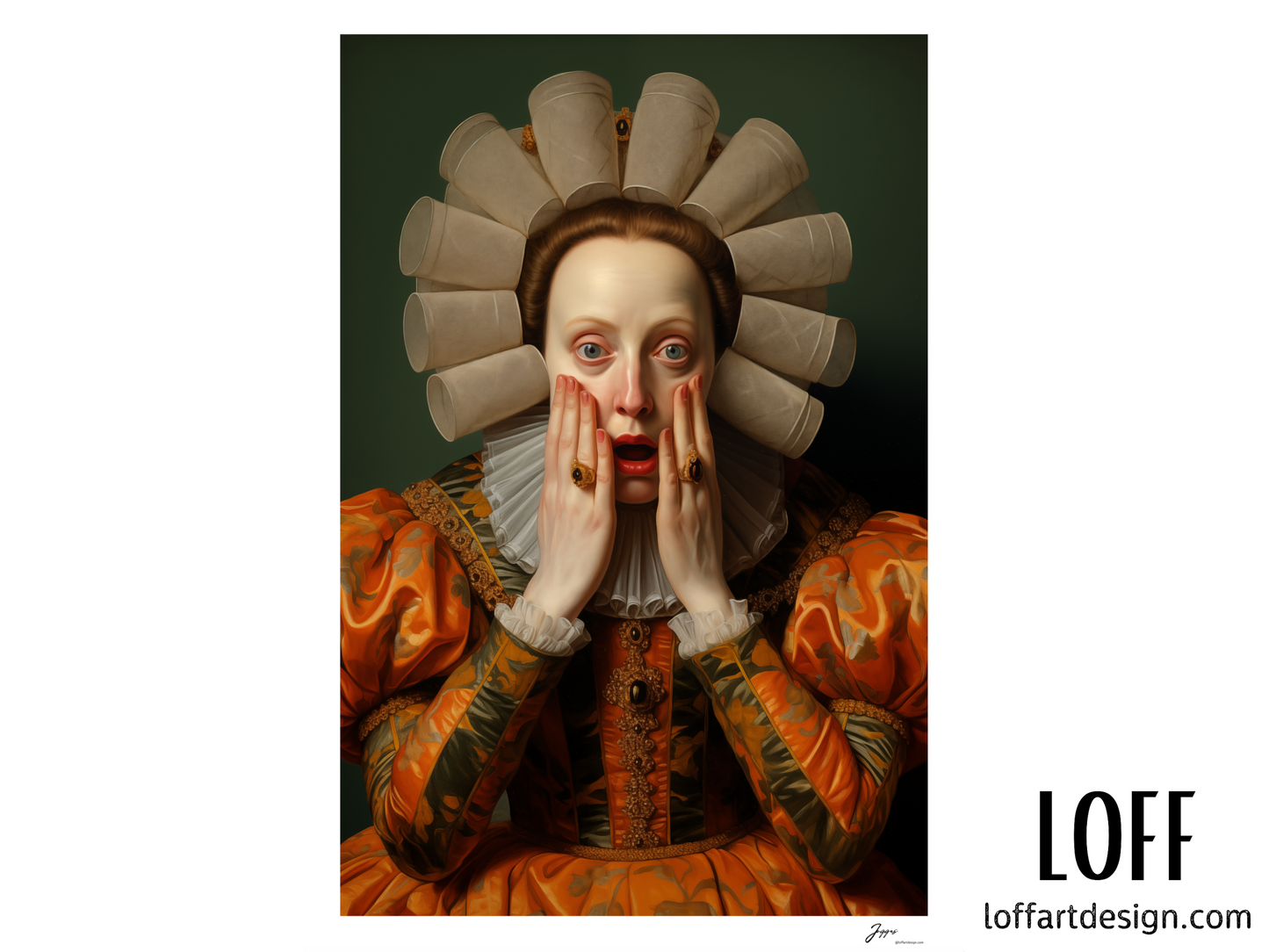 Funny Classical Painting Portrait Prints - Funny Bathroom Wall Art - Vintage Style