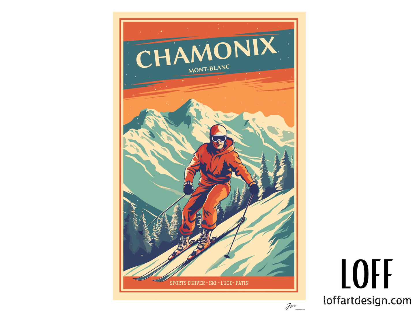 Ski Resort Vintage Illustration,Perfect for Skiing Enthusiasts,Unique Gift for Winter Sports Lovers,Retro Ski Design