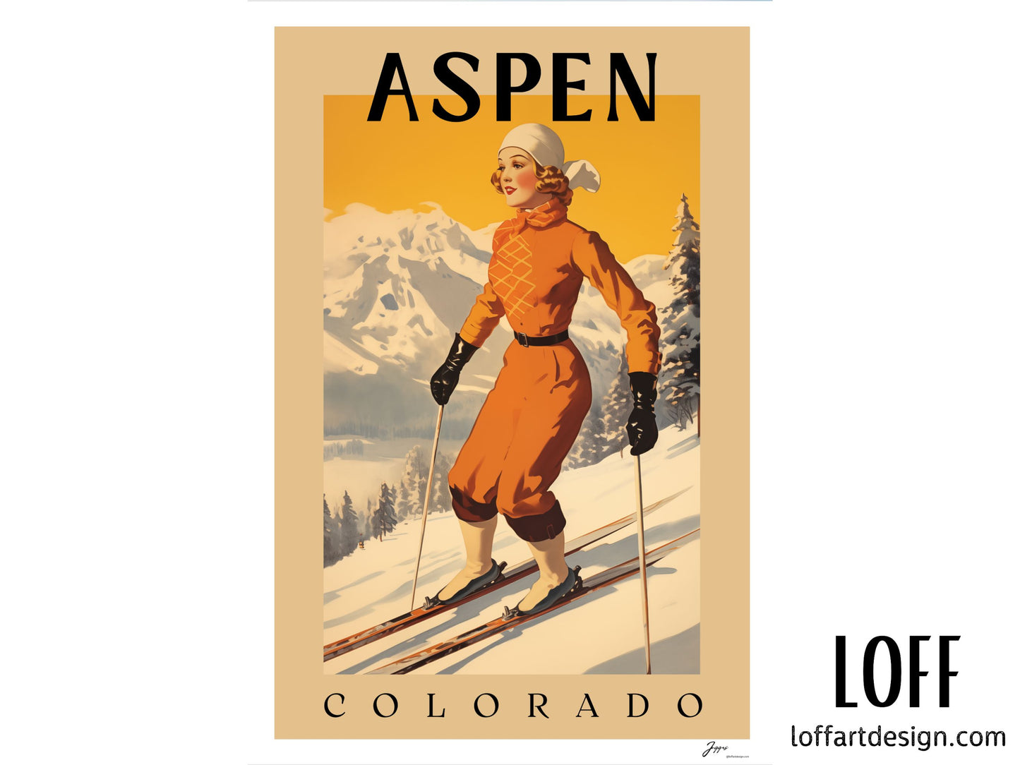 Ski Resort Vintage Illustration,Perfect for Skiing Enthusiasts,Unique Gift for Winter Sports Lovers,Retro Ski Design