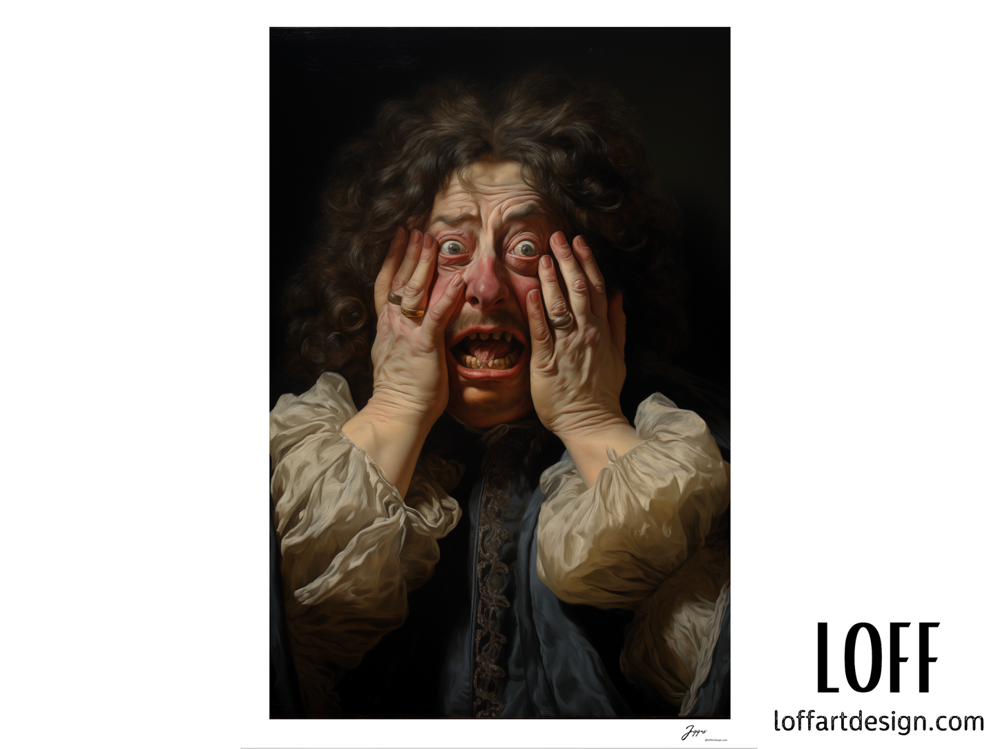 Funny Classical Painting Portrait Prints - Funny Bathroom Wall Art - Vintage Style