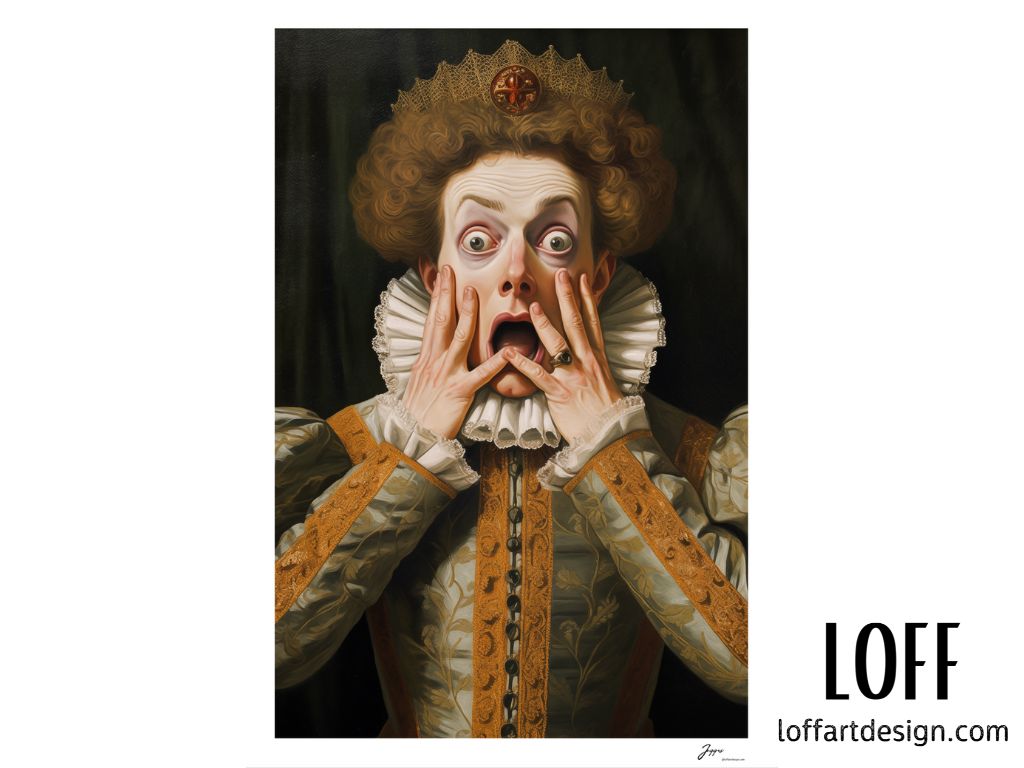 Funny Classical Painting Portrait Prints - Funny Bathroom Wall Art - Vintage Style