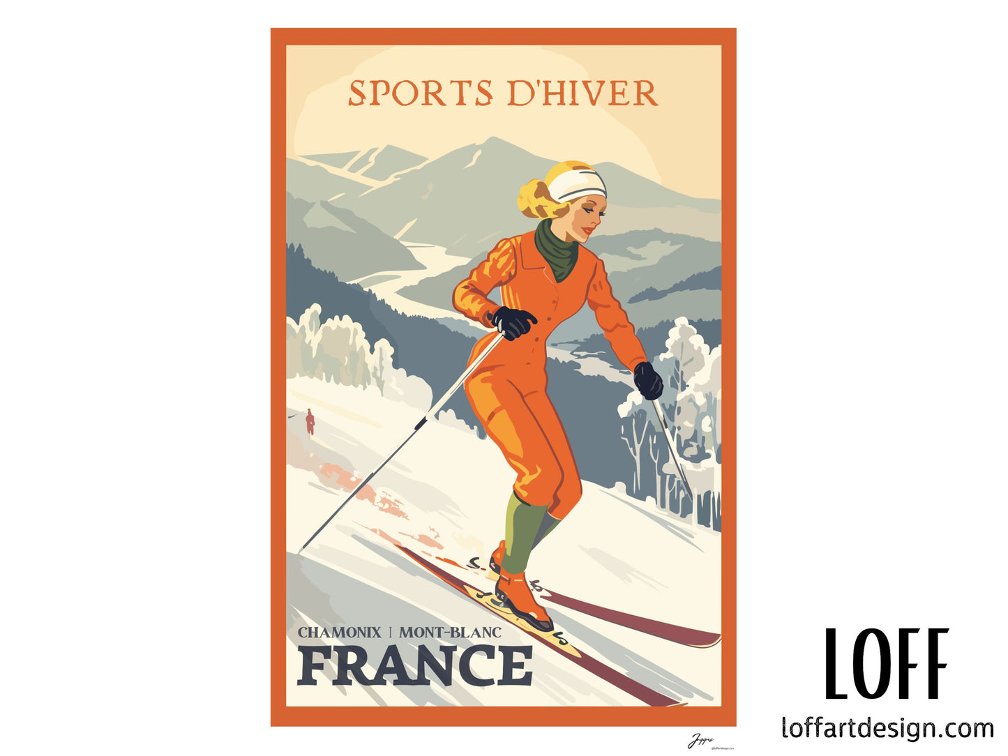 Ski Resort Vintage Illustration,Perfect for Skiing Enthusiasts,Unique Gift for Winter Sports Lovers,Retro Ski Design