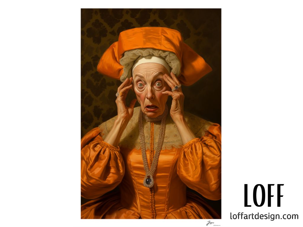 Funny Classical Painting Portrait Prints - Funny Bathroom Wall Art - Vintage Style