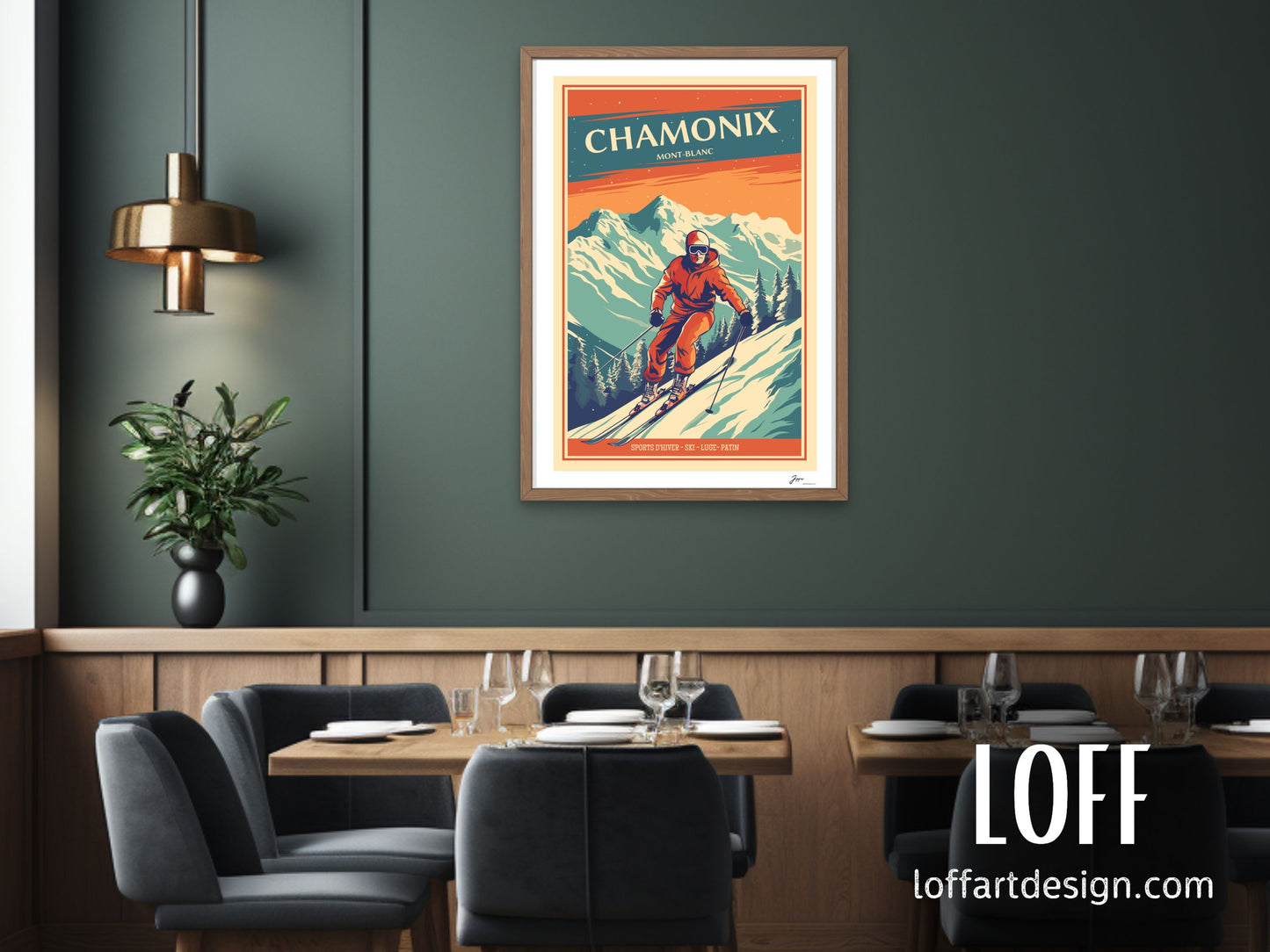 Ski Resort Vintage Illustration,Perfect for Skiing Enthusiasts,Unique Gift for Winter Sports Lovers,Retro Ski Design