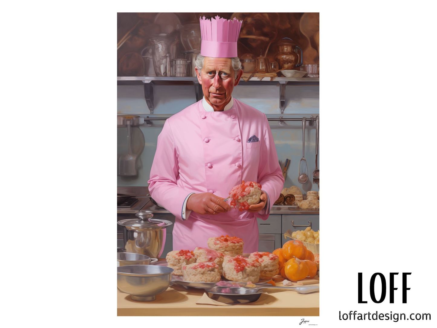 Royal Baker - King Charles funny Poster - Royal Family fun - kitchen decor - Wall Art - Funny- Canvas Print
