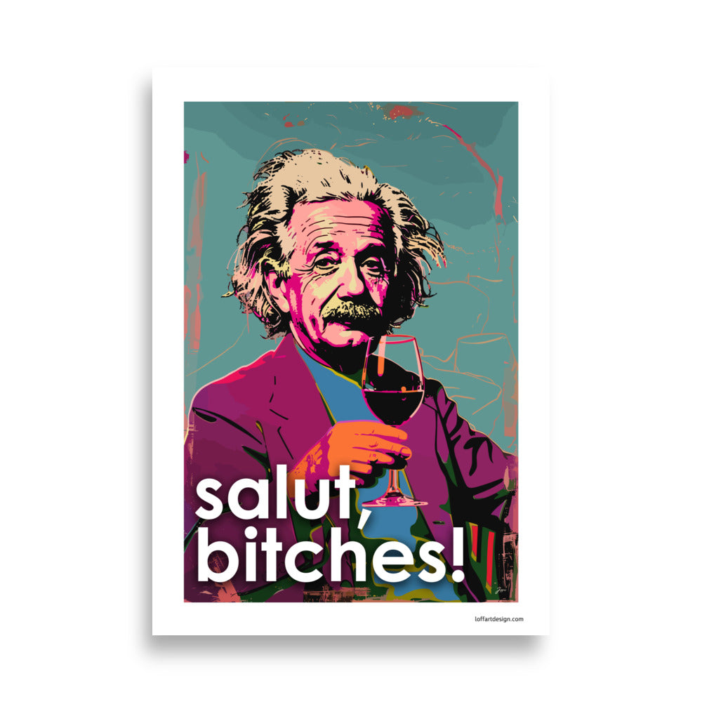 Einstein's Cheers Pop Art Print - Canvas - Wall Art - Home Decor - Gift- Original Illustration