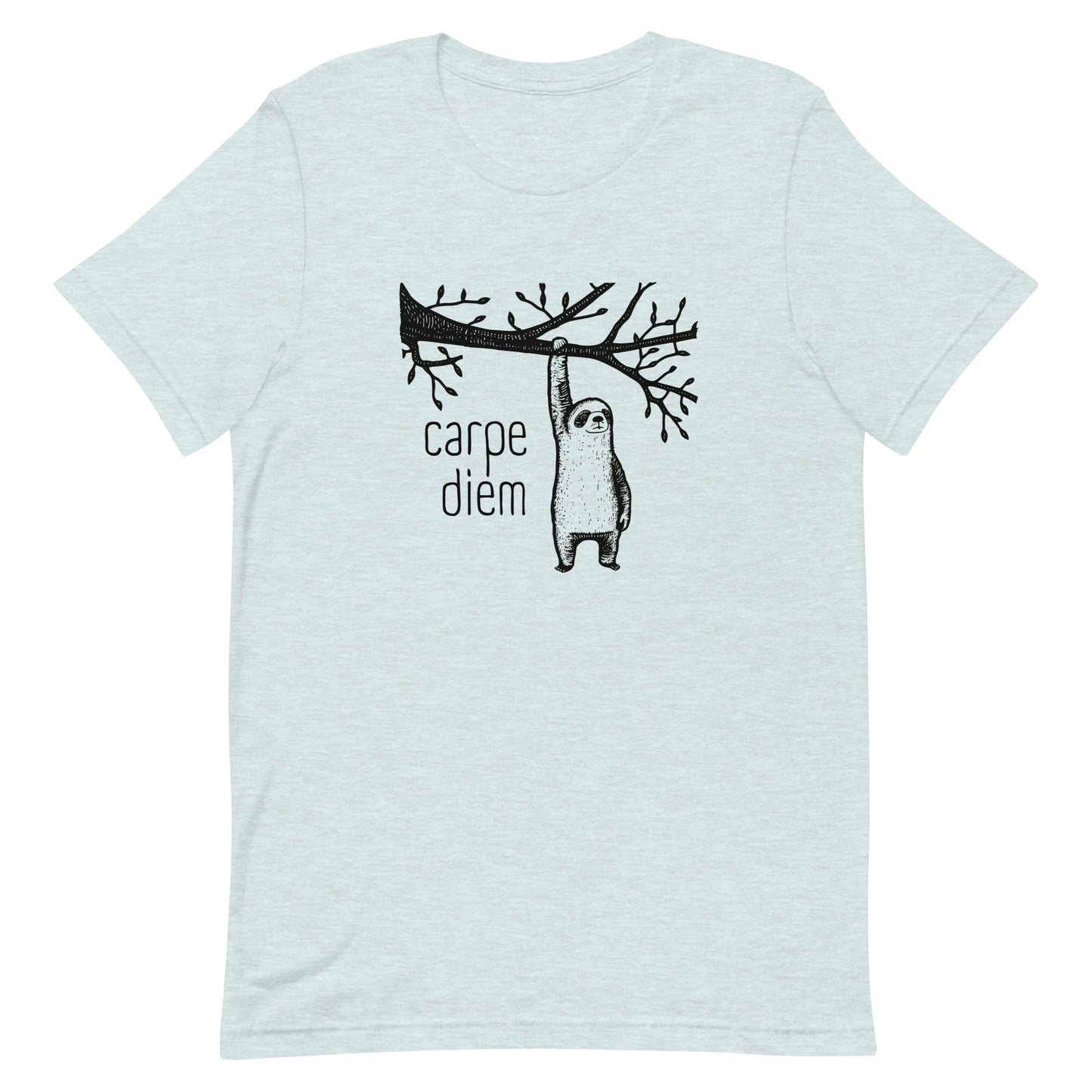 Carpe Diem - Seize the Day - Unisex t-shirt -Minimalist - Whimsical Sloth - Animal Lover - funny motivational