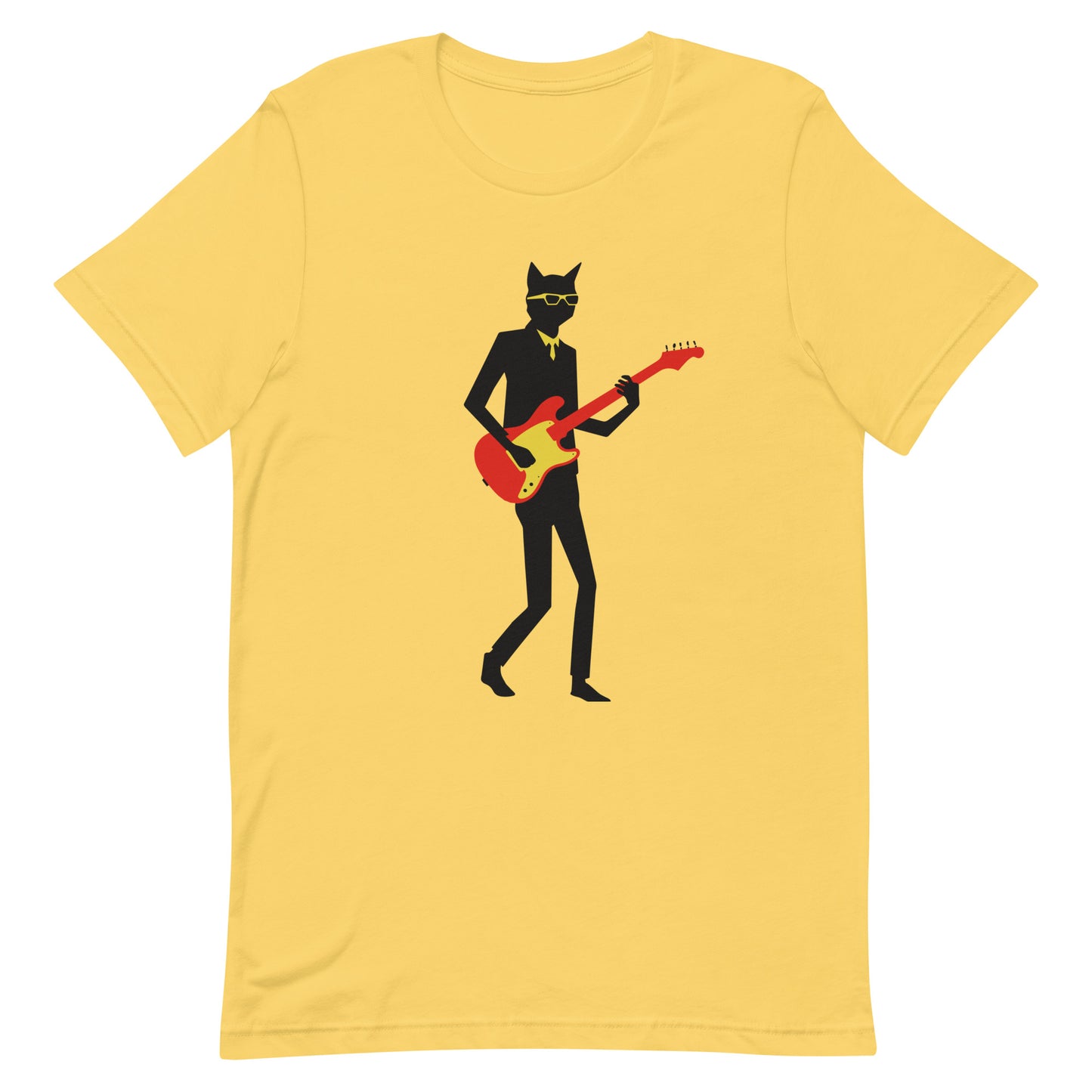 Cat Guitarist,Cool Cat Art, Minimalist Design,music lover, graphic tee, cool t-shirt, t-shirt, gift
