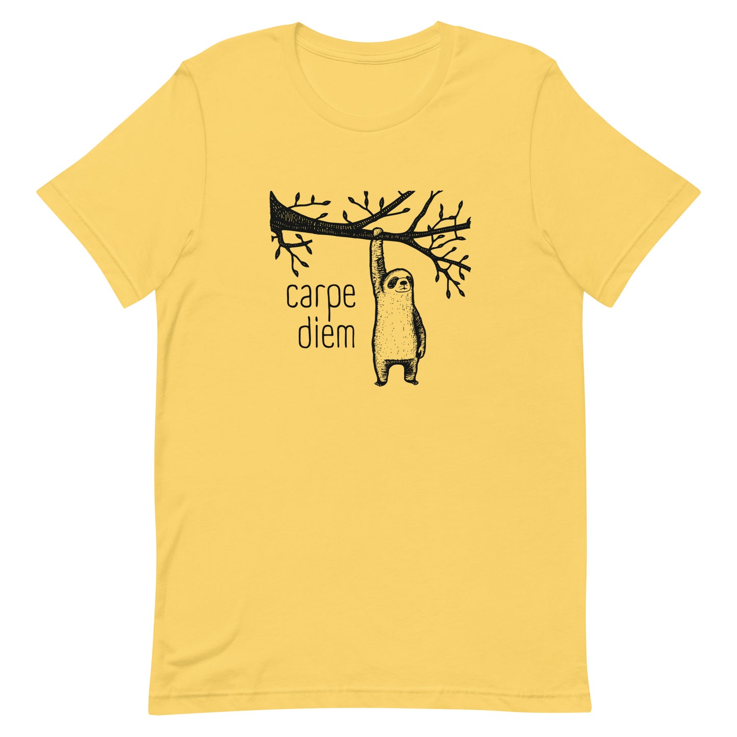 Carpe Diem - Seize the Day - Unisex t-shirt -Minimalist - Whimsical Sloth - Animal Lover - funny motivational