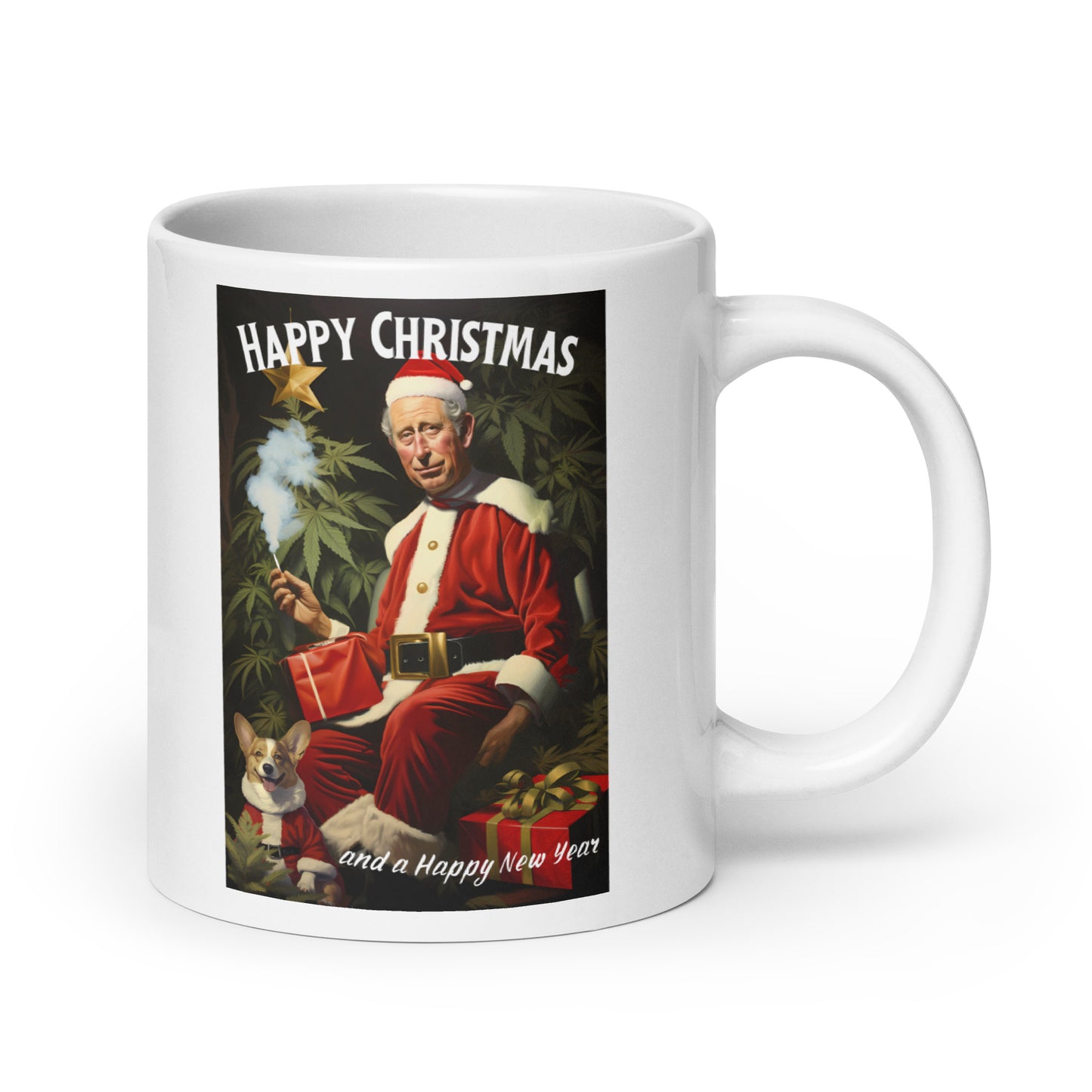 Happy Christmas - King Charles III - White glossy mug