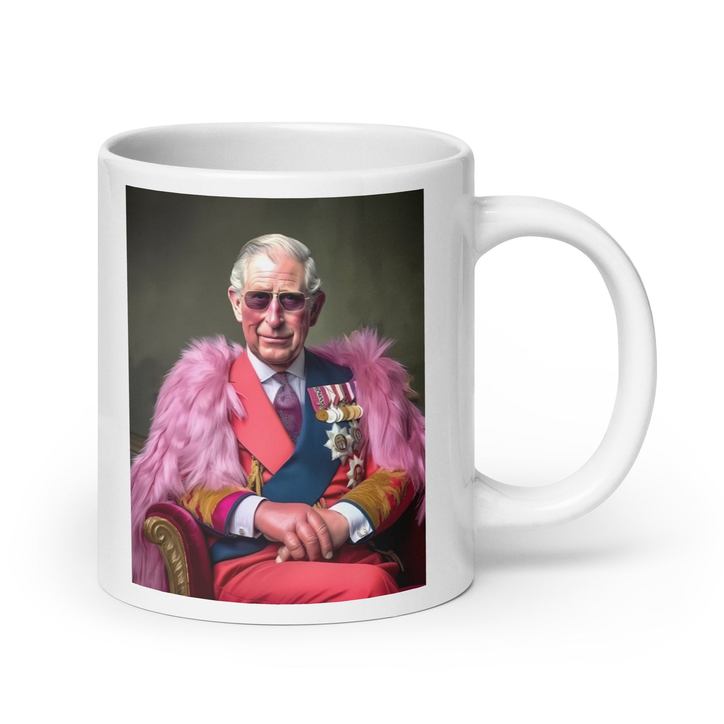 King Charles III's - glamour style - White glossy mug