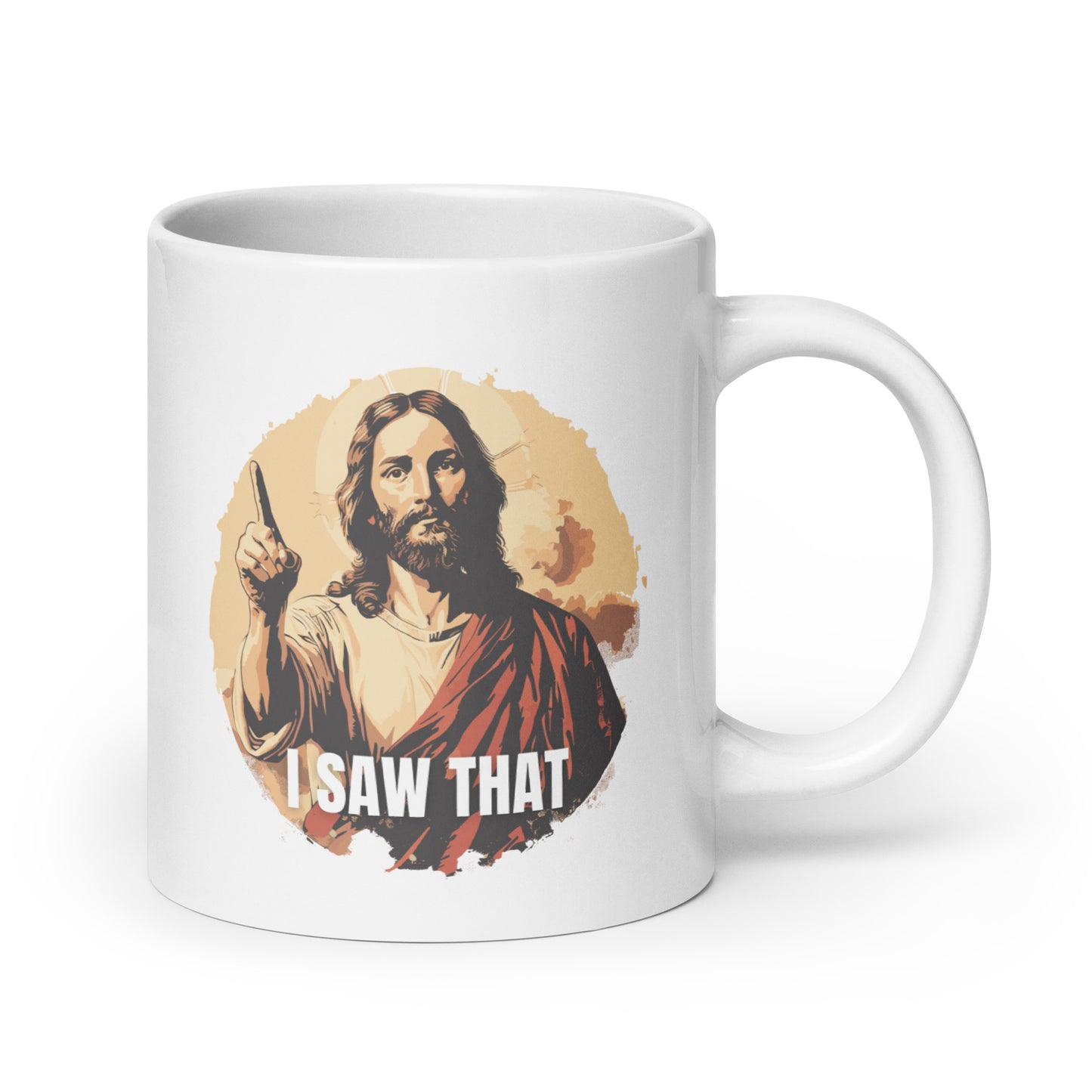 I Saw That - Jesus White glossy mug