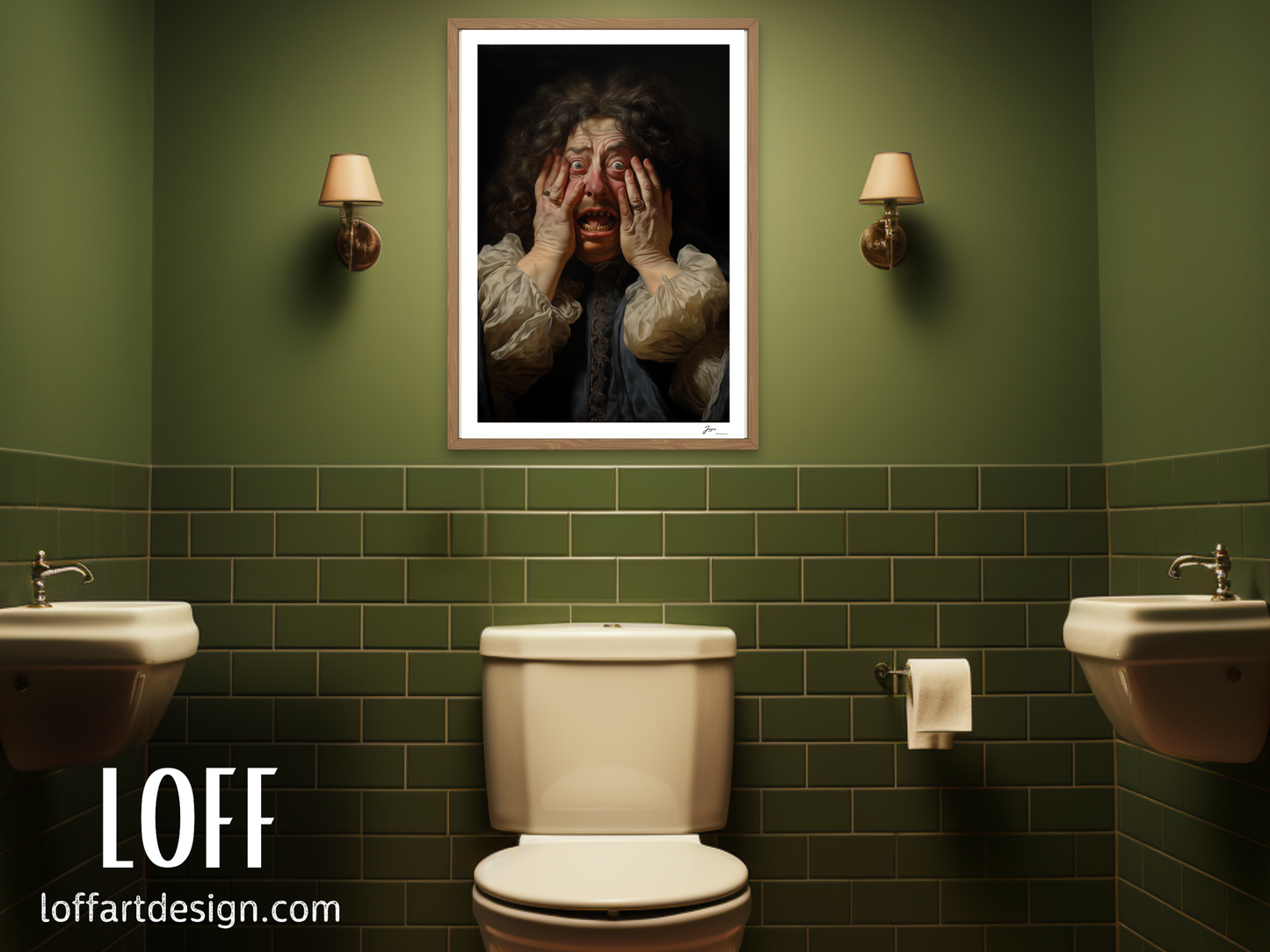 Funny Classical  Painting Portrait Prints - Funny Bathroom Wall Art - Vintage Style