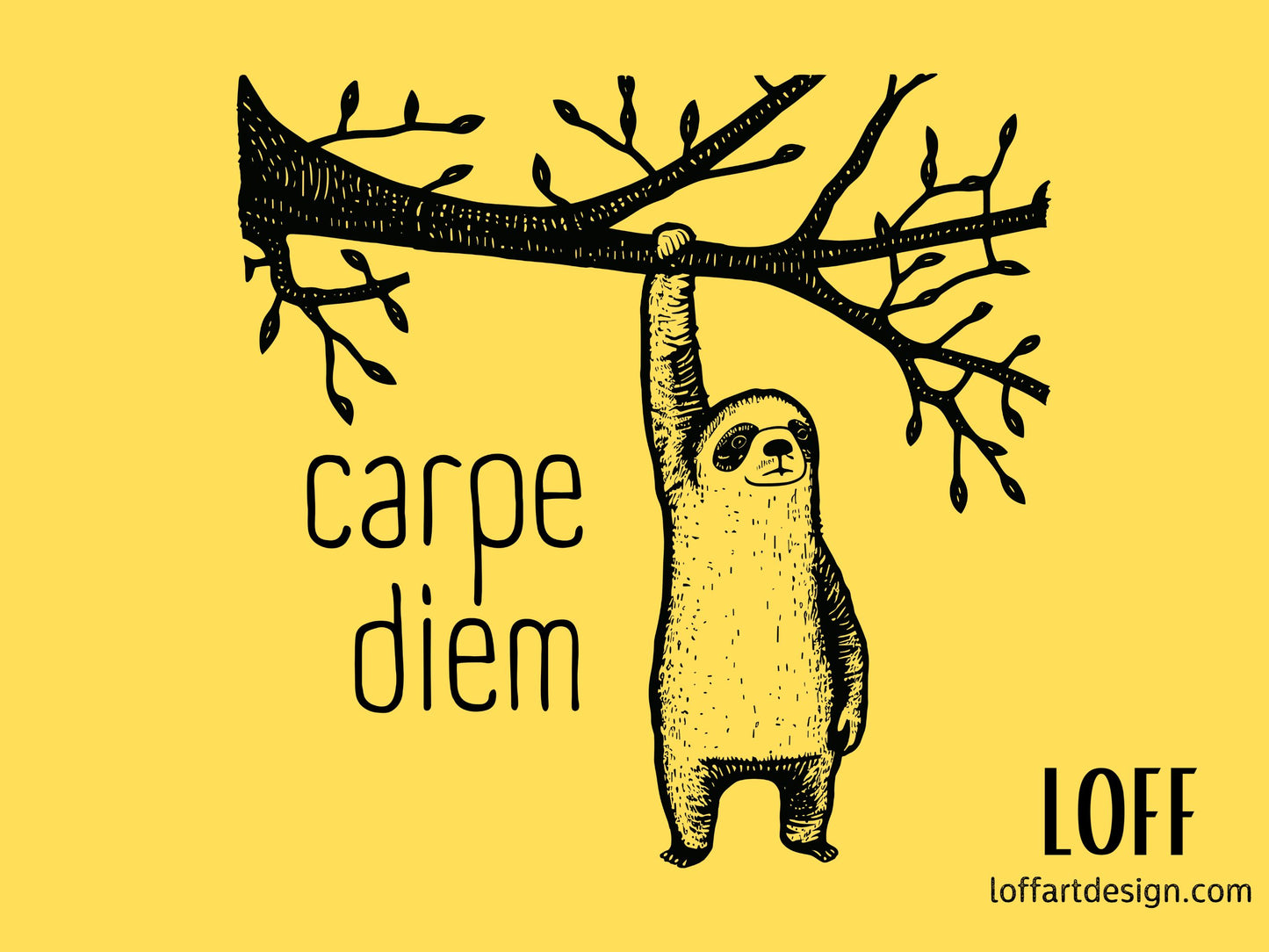 Carpe Diem - Seize the Day  - Unisex t-shirt -Minimalist - Whimsical Sloth - Animal Lover - funny motivational