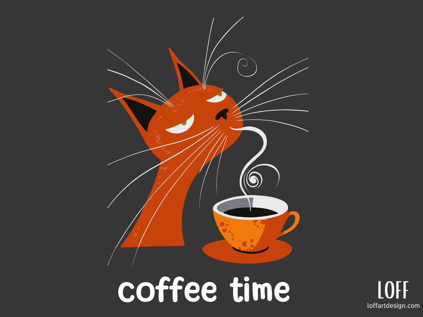 Coffee Time - Cat  Coffee Illustration - Unisex t-shirt -Cat Lover - coffee Lover gift - illustration