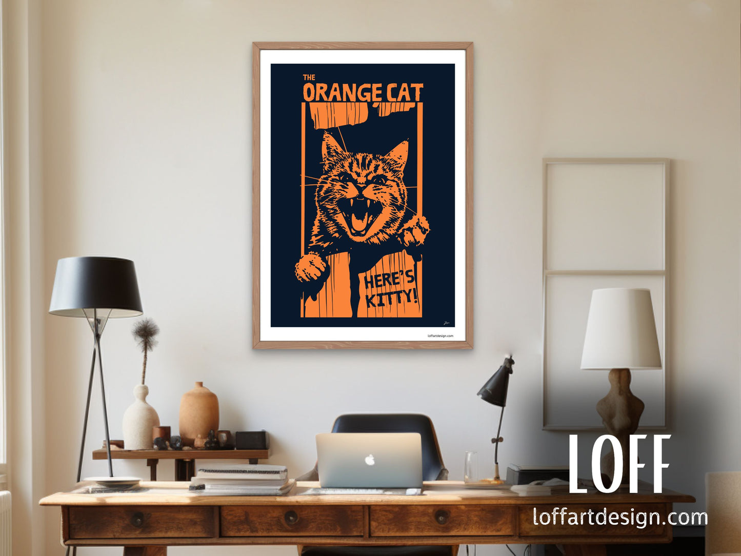 Orange cat poster, The Shining parody, funny cat art, cat lover decor, pop culture poster, movie parody art,