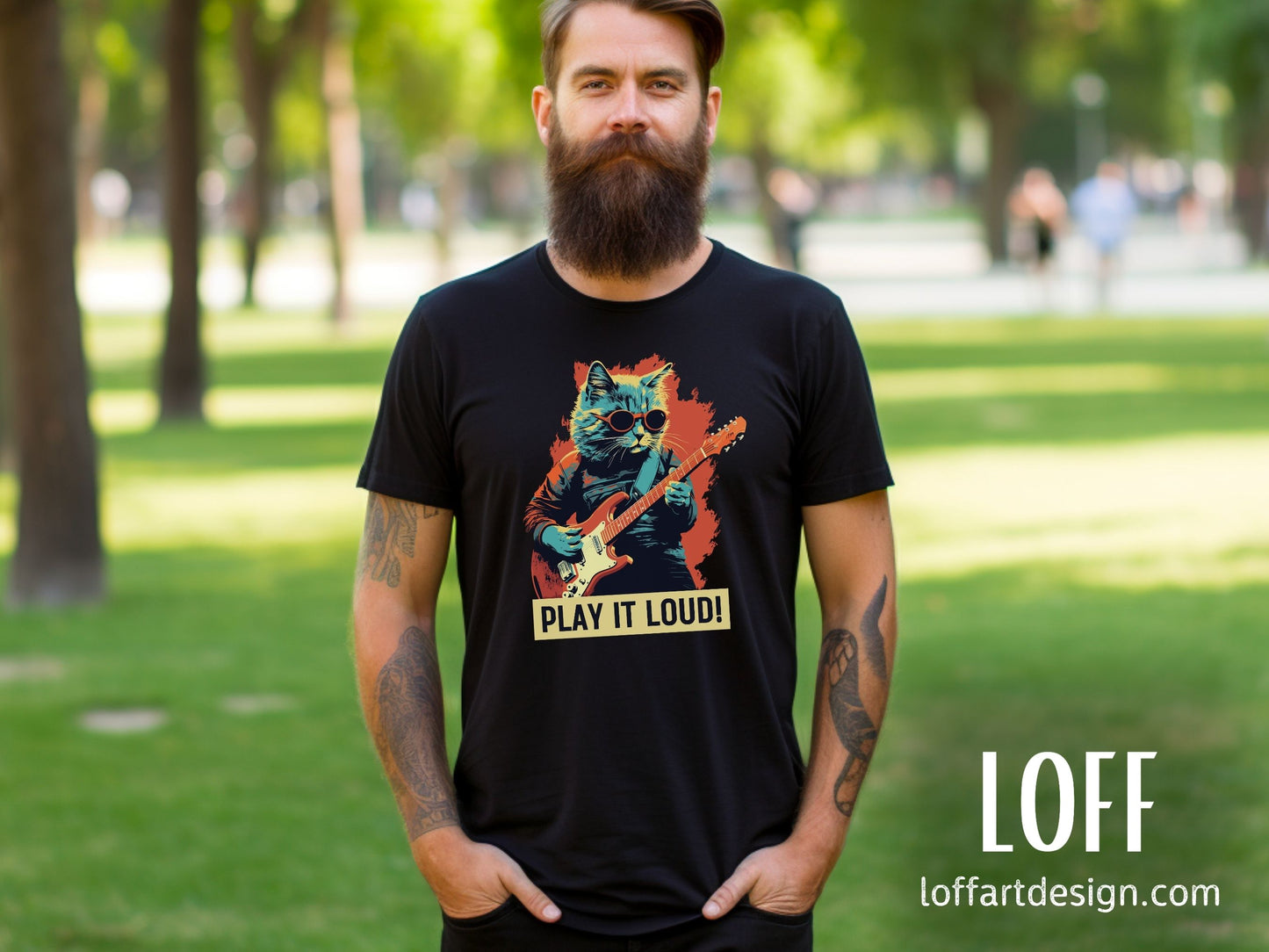 Cat Guitarist, Play It Loud, Music Lover, Animal Art, Rockstar Cat, tee