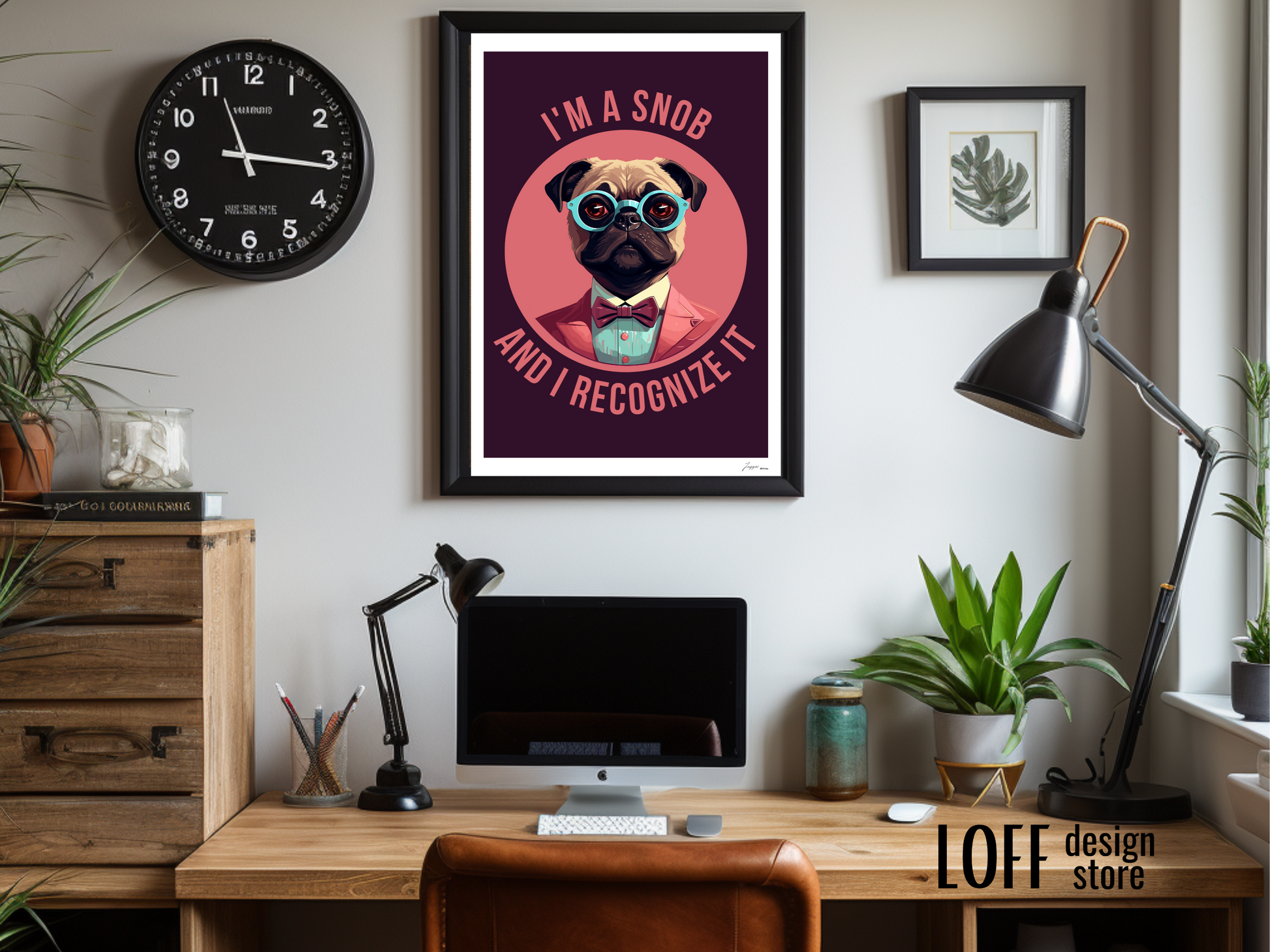 Funny Pug Poster, Snobbish Pug Art, Humorous Dog Print, Quirky Pug Wall Decor, Gift for Pug Lovers,