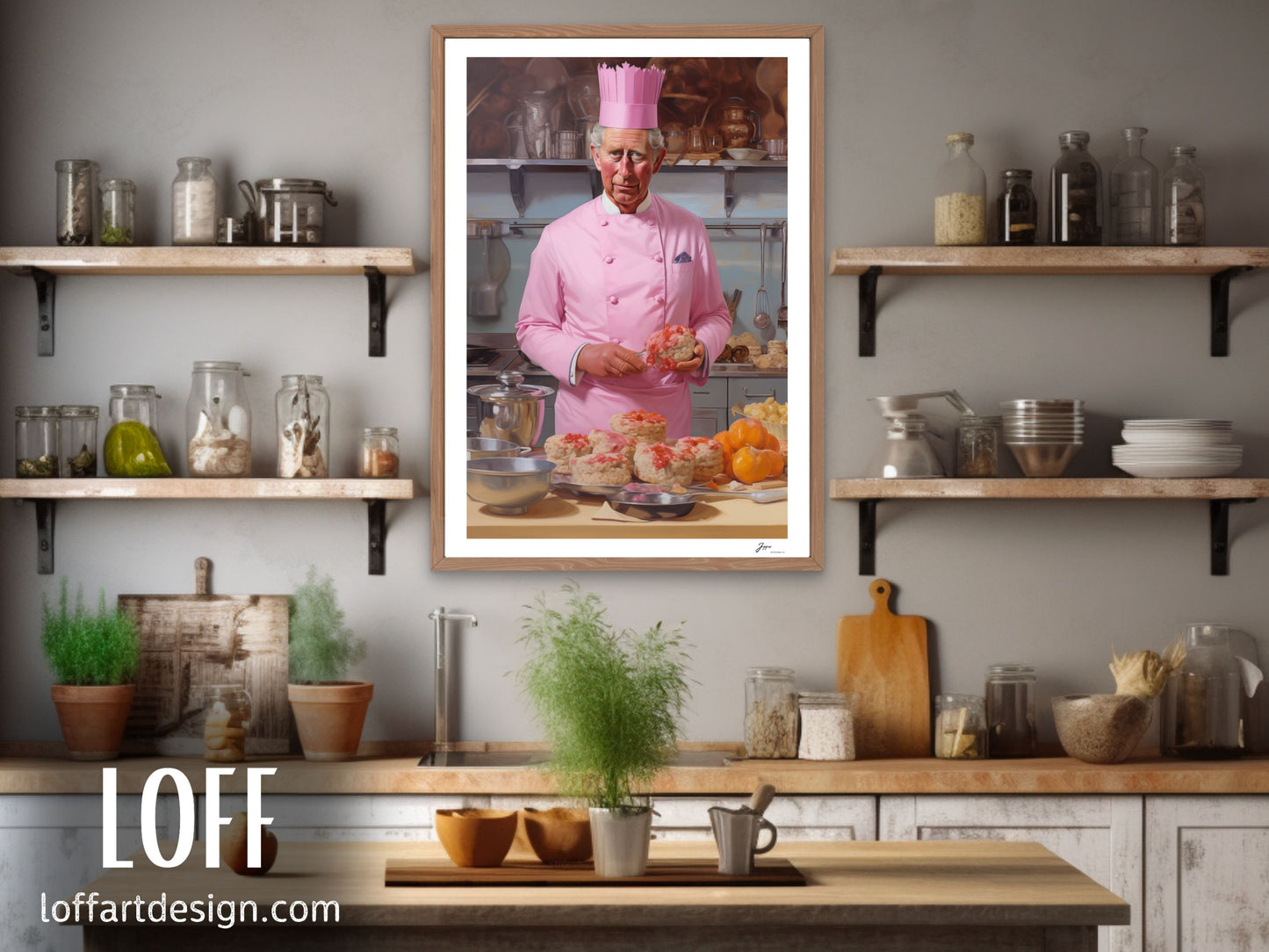 Royal Baker -  King Charles funny Poster - Royal Family fun - kitchen decor - Wall Art - Funny- Canvas Print