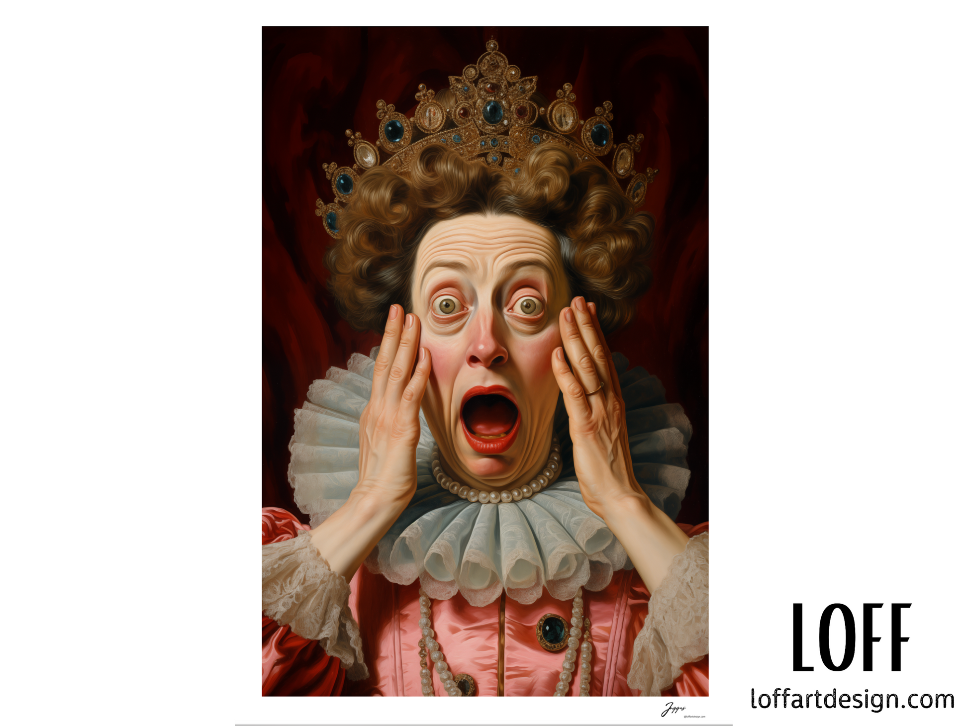 Funny Classical  Painting Portrait Prints - Funny Bathroom Wall Art - Vintage Style