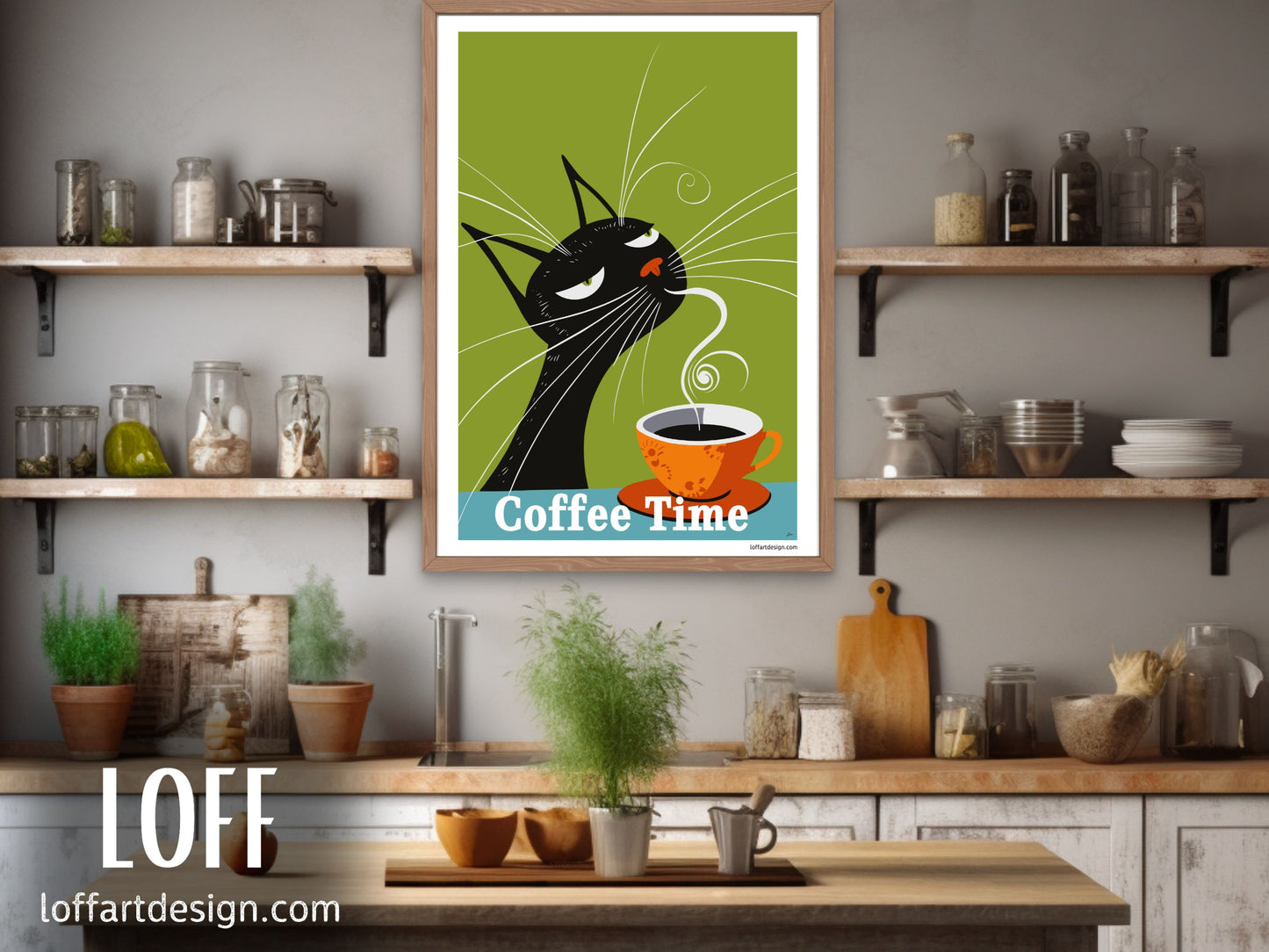 Coffee Time - Cat & Coffee Poster