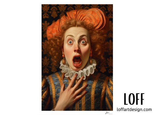 Funny Classical  Painting Portrait Prints - Funny Bathroom Wall Art - Vintage Style