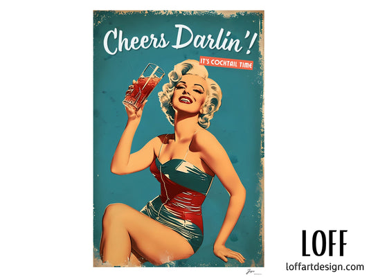 Cheers Darlin´ - Poster - Vintage Cocktail