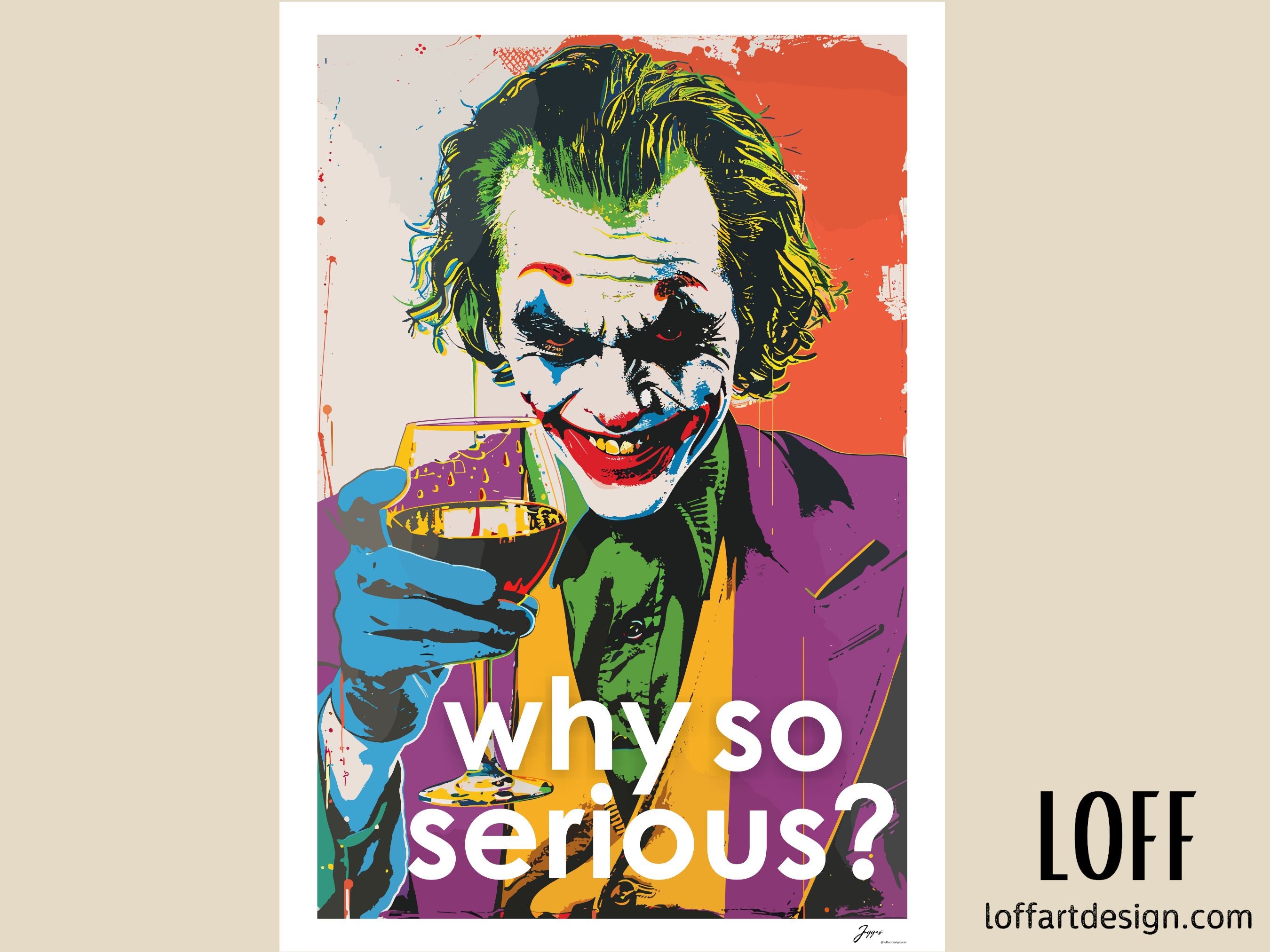 Joker Wine Pop Art Poster- Home Decor-Original Illustration – Loff