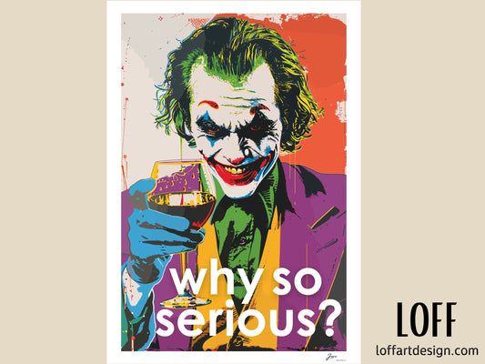 joker Wine Pop Art Print-Canvas - Wall Art - Home Decor - Gift- Original Illustration