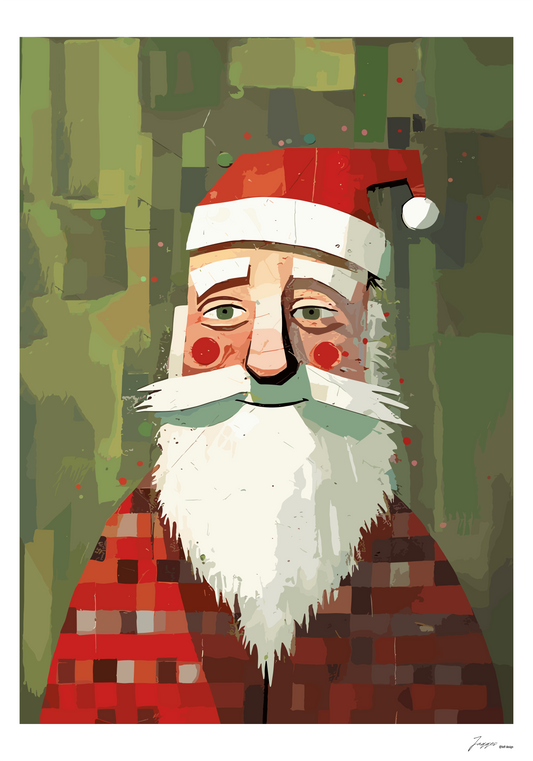 Jolly Strokes Santa- Poster