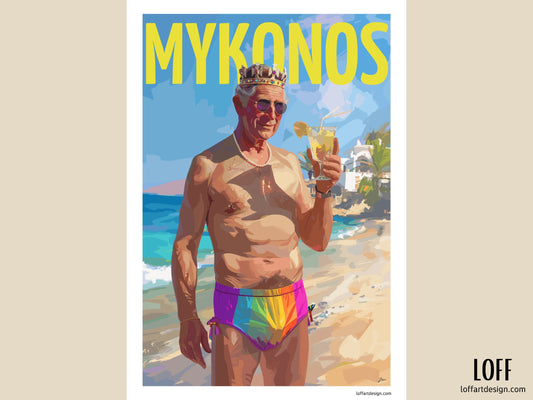 King Charles III Mykonos Poster