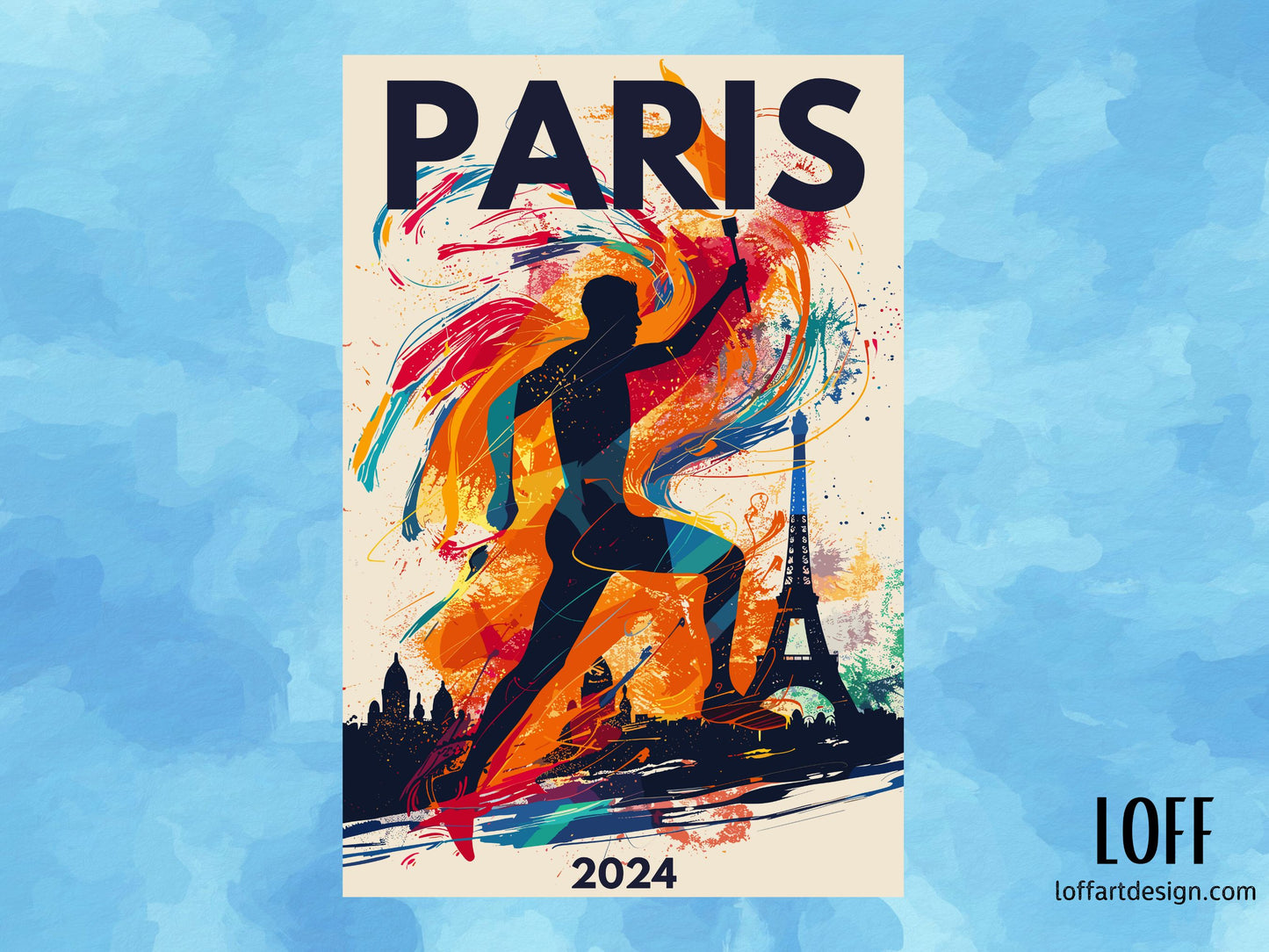 Collection of mugs featuring vibrant illustrations inspired by the Paris 2024 sports event, perfect for sports enthusiasts and art lovers.