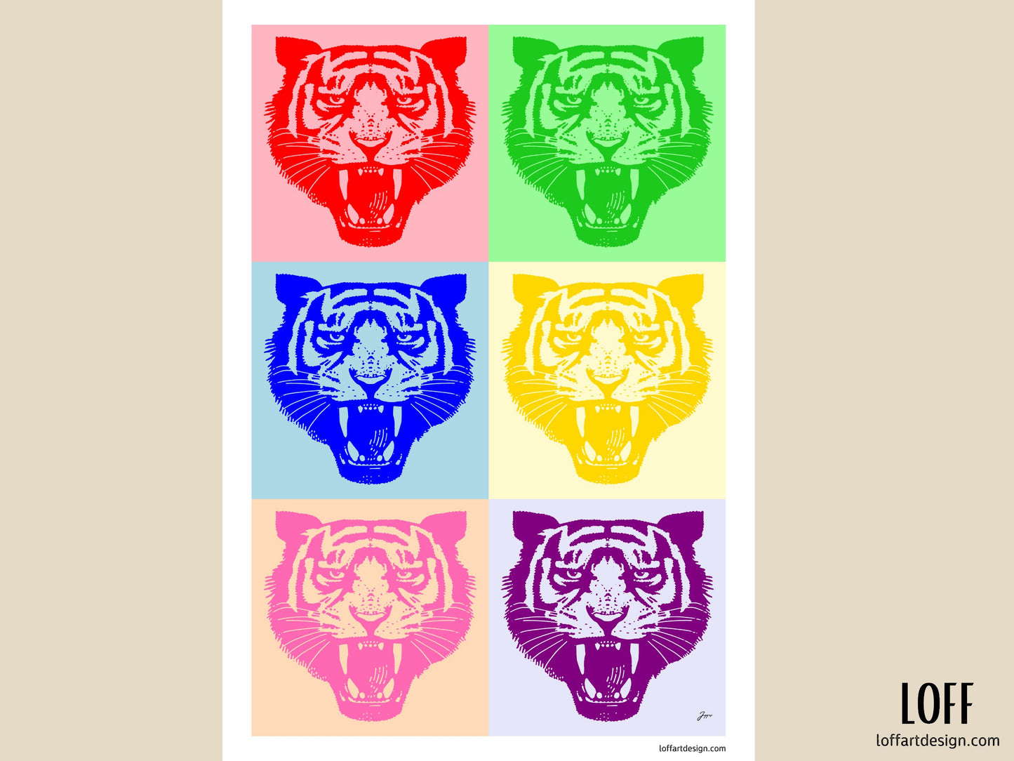 Poster - Pop Tiger Pattern - Pastel Color - Animal Art - Pop Art - Wild