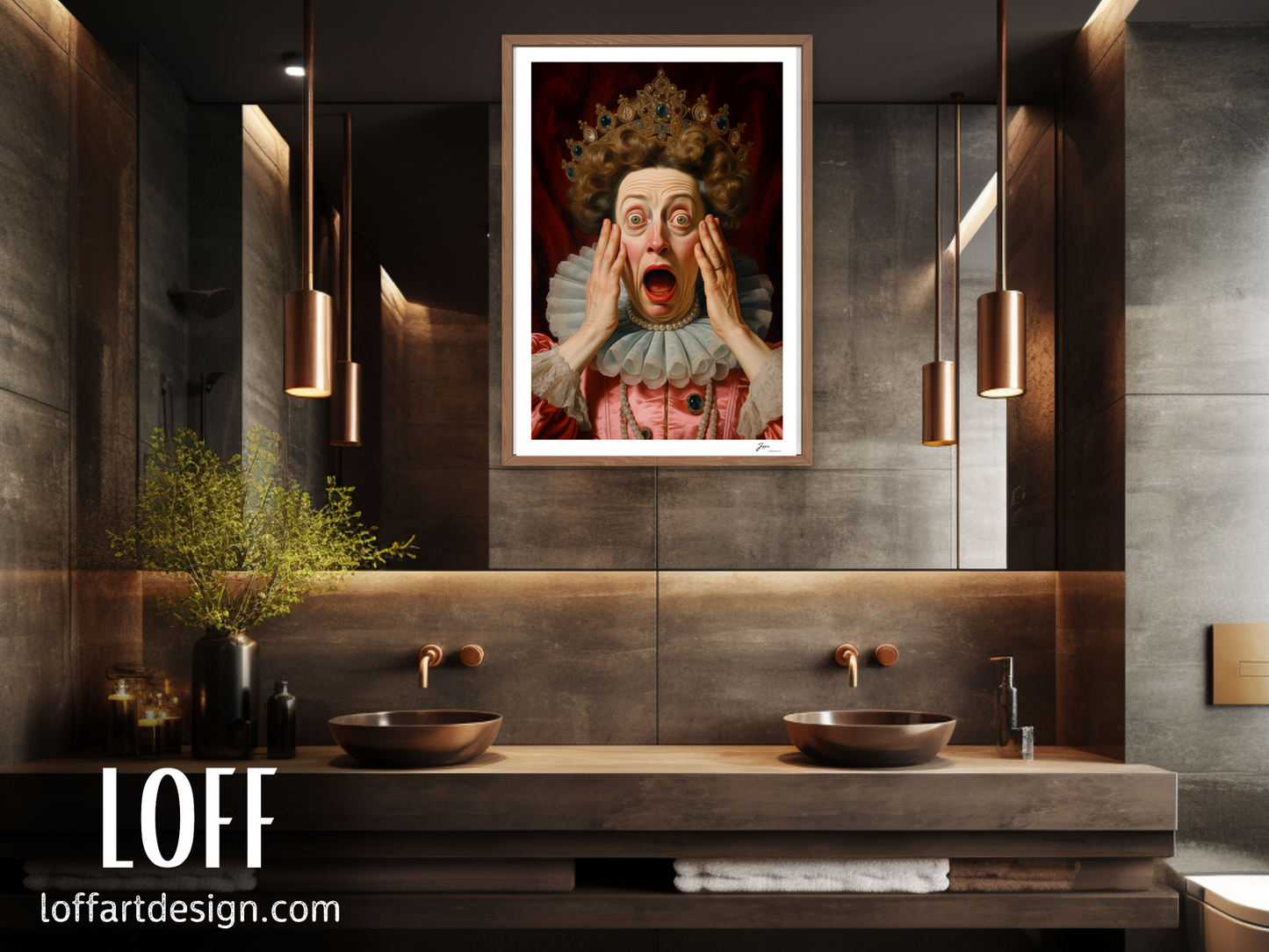 Funny Classical  Painting Portrait Prints - Funny Bathroom Wall Art - Vintage Style