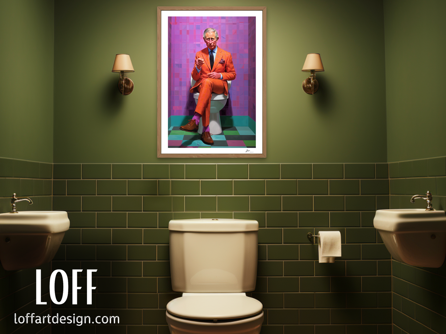 King Charles in the Bathroom Poster - A Royally Funny Gift Idea