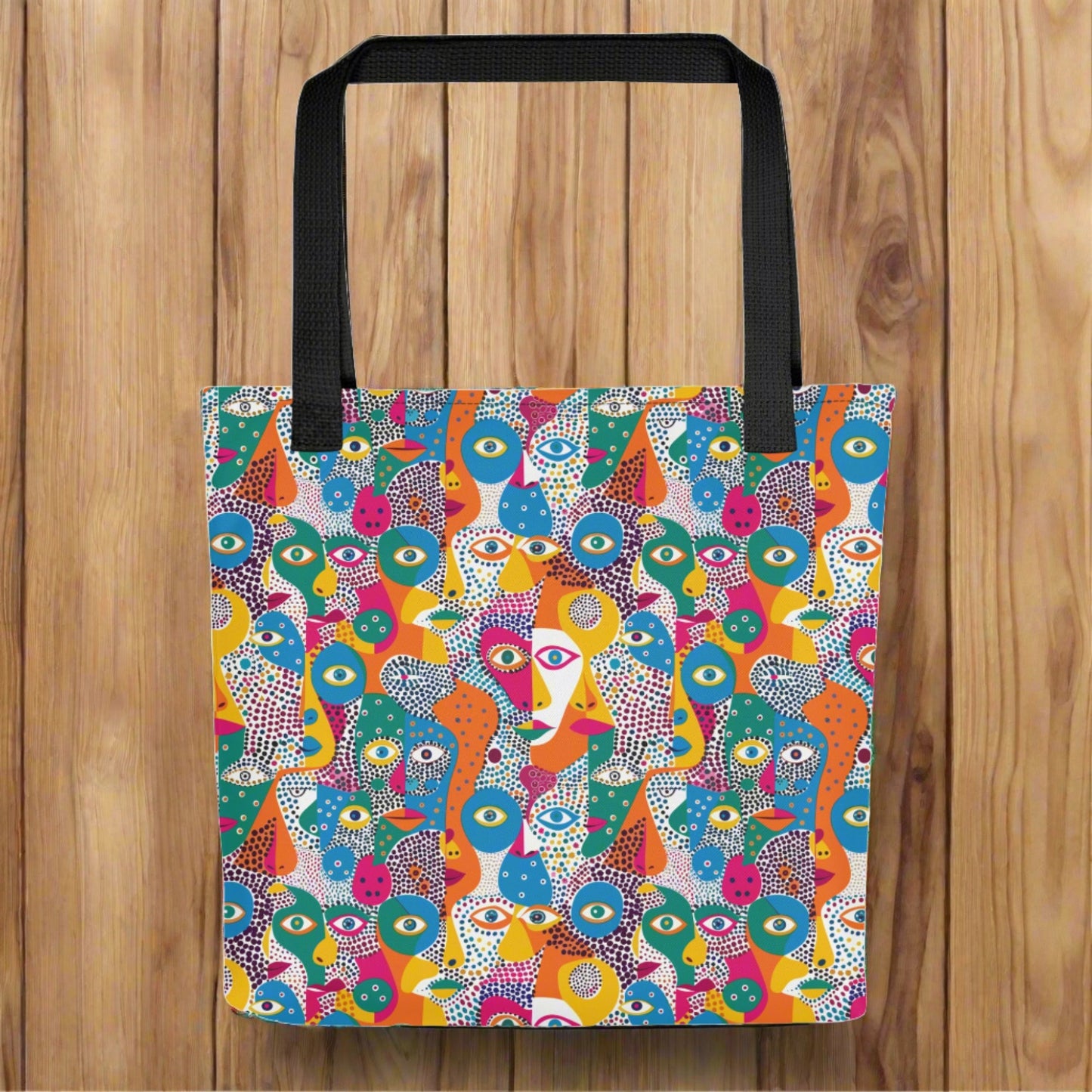 abstract art tote bag, colorful tote bag, vibrant design, modern art tote, 