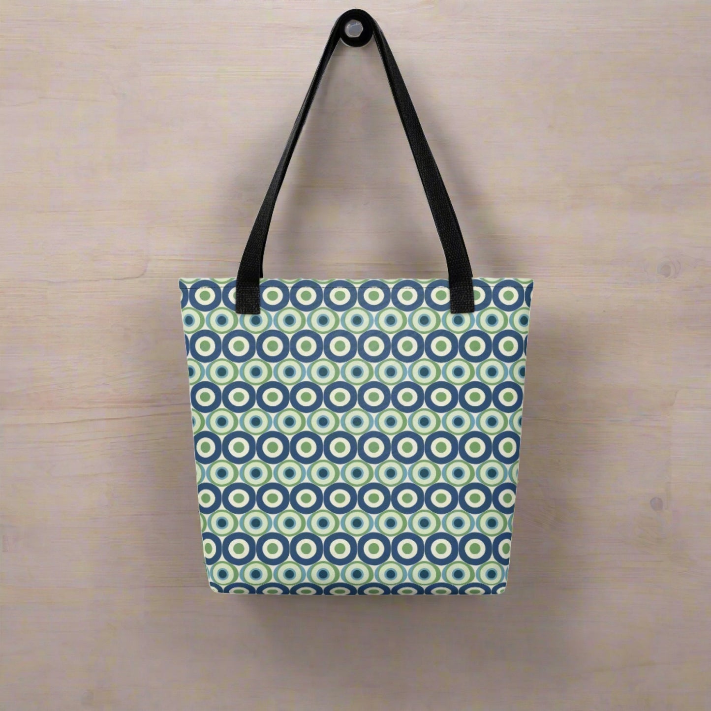 Retro Vibes Tote Bag, Abstract '60s Design, Vintage Fashion Accessory