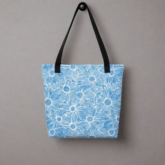 Azure Sunflower Floral pattern - Tote bag