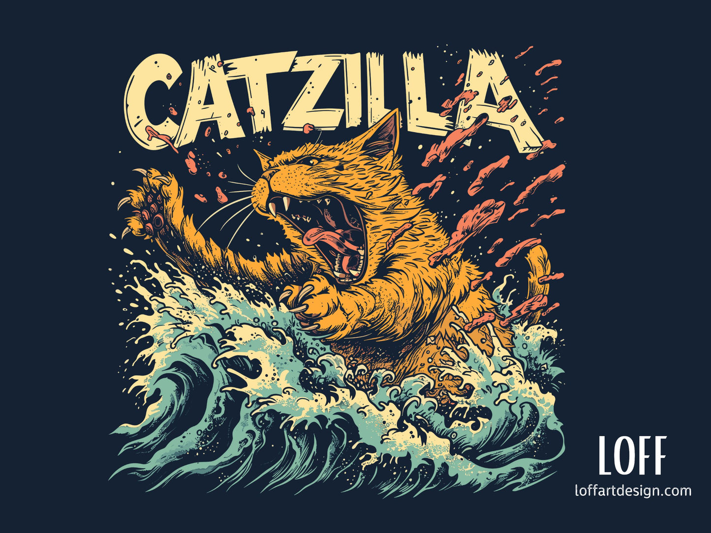 cat lover,cat owner,cats, love catzilla,feline illustration,funny