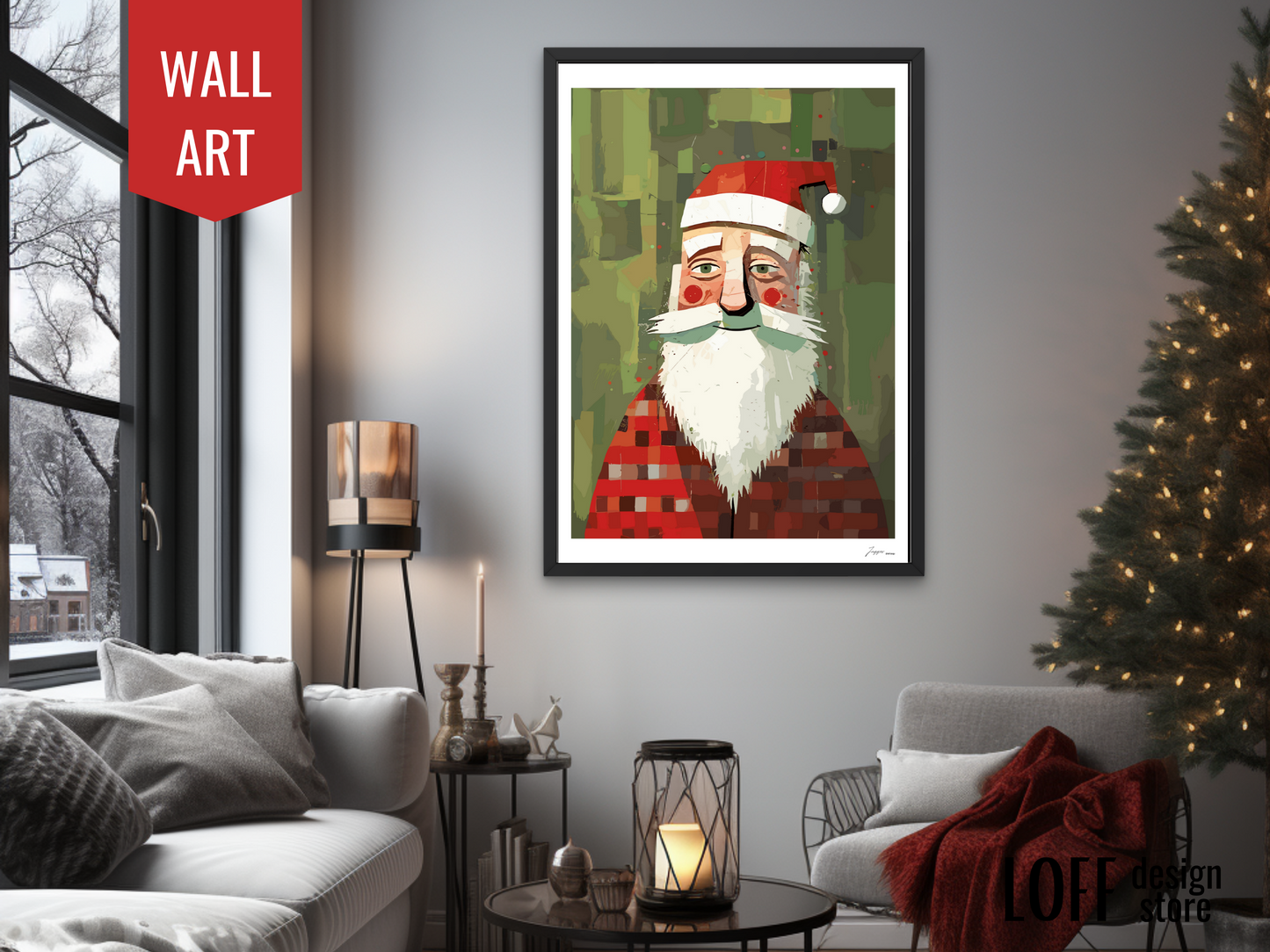 Jolly Strokes Santa- Poster