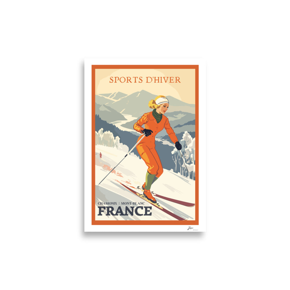 Chamonix France - Ski Vintange Poster