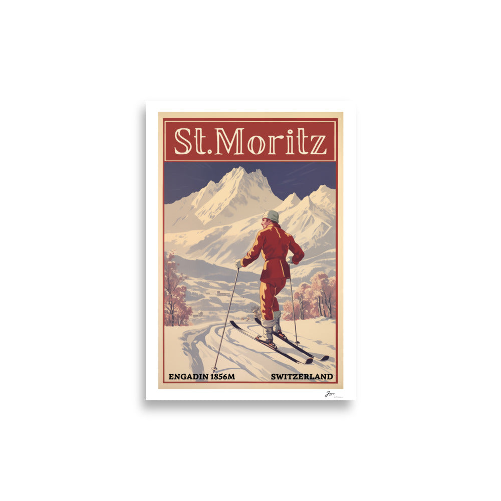 St Moritz - Vintage Ski Poster