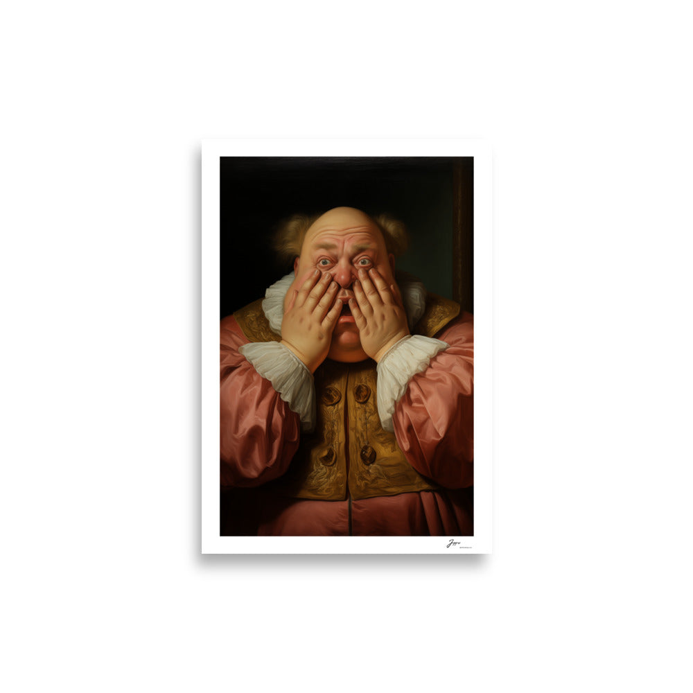 Funny Classical  Painting Portrait Prints - Funny Bathroom Wall Art - Vintage Style