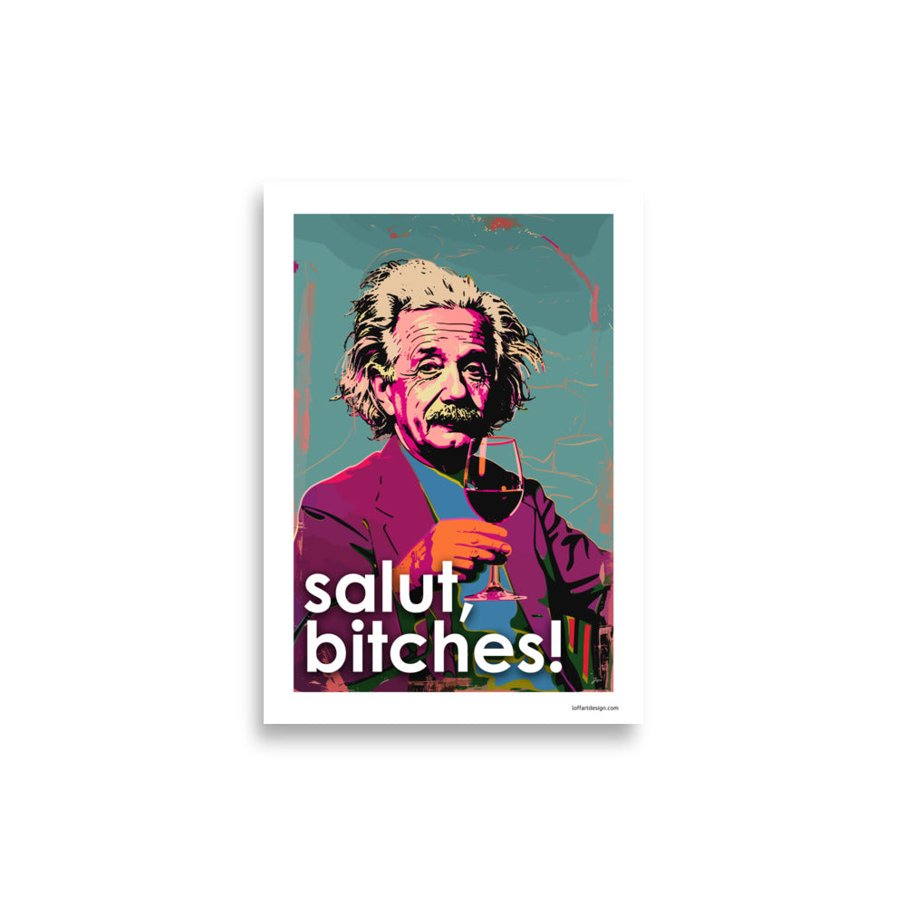 Einstein's Cheers Pop Art Print - Canvas - Wall Art - Home Decor - Gift- Original Illustration