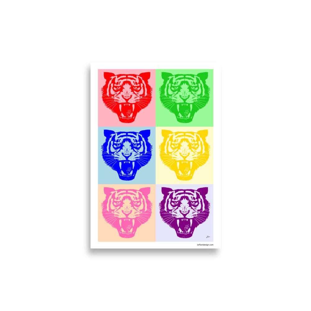 Pop Tiger Pattern - Pastel Color - Poster